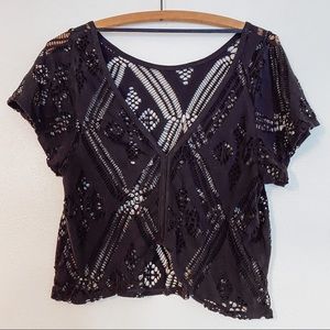 Silence + Noise black lace-like top